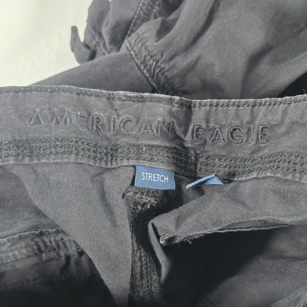 American Eagle Baggy Jogger Cargo Pants Womens 12 Black Stretch Utility 12609 - Picture 7 of 11